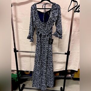 Lulu's Navy Floral Maxi Dress